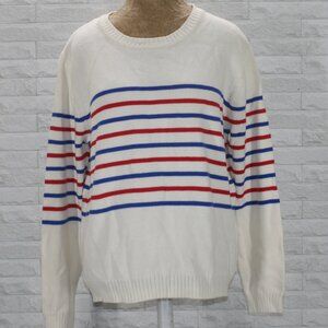 GAP Sweater Men's Knit Pullover Patriotic Red White Blue Stripe Vintage X-Large